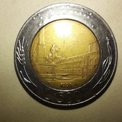 Moneta 500 lire - 500, bimetallica